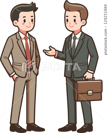 Illustration of two men in suits talking 129251984