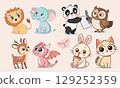 Set of Baby shower woodland cute animals 129252359