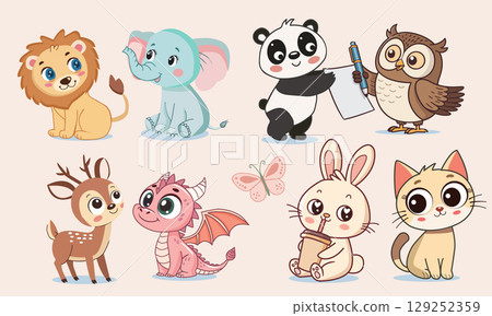 Set of Baby shower woodland cute animals 129252359