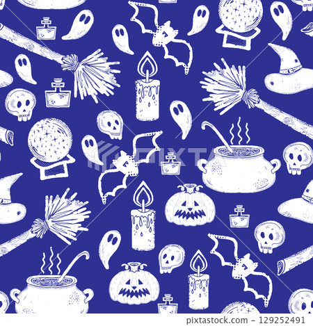 cute seamless pattern with doodle elements 129252491