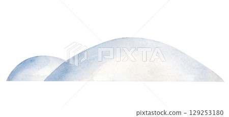 Hand-drawn snowdrifts. Snowdrifts of different sizes on a white isolated background. 129253180
