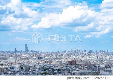 A distant view of central Osaka taken on a sunny day [Osaka landscape photography] 129254180