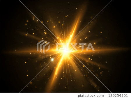 Fantastic energy background with gold light explosion Fantastic energy background with gold light explosion 129254301