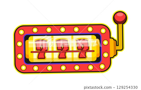 Slot machine casino gambling Y2K groovy sticker or funky tag. Casino jackpot Y2K vector tag, Vegas fortune 60s label. Gambling game groovy patch or luck sticker with slot machine three seven screen 129254330
