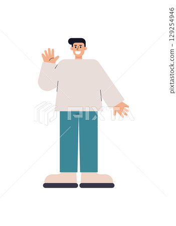Cartoon male character in flat design style. Vector character illustration. 129254946