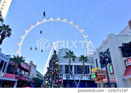 Zipline over the LINQ Promenade in Las Vegas 129255197