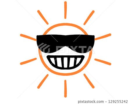 Illustration material of the sun wearing sunglasses 129255242