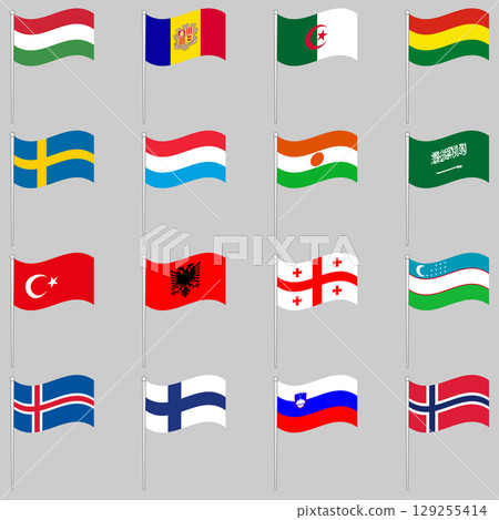 Large set of waving flags Large set of waving flags 129255414