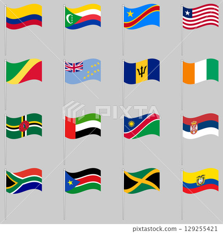 Set of waving flags 129255421