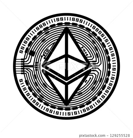 Realistic Ethereum coin. Crypto currency golden coin bitcoin symbol isolated. Realistic Ethereum coin. Crypto currency golden coin bitcoin symbol isolated. 129255528