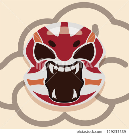 Japanese oni demon mask cloud. Vector Japanese oni demon mask cloud. Vector 129255889