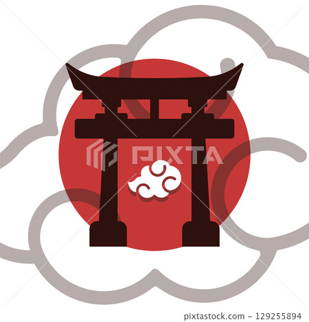Japanese torii gate cloud. Vector 129255894