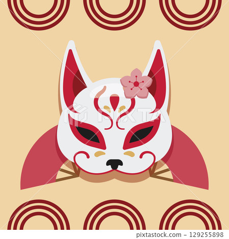 Japanese kitsune mask pattern. Vector Japanese kitsune mask pattern. Vector 129255898