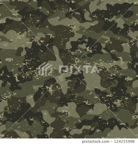 Seamless pattern green camouflage grunge 129255996