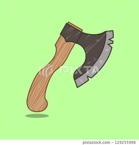 Vector axe with wooden handle Vector axe with wooden handle 129255998
