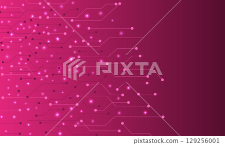 Abstract pink electronic circuit technology background 129256001