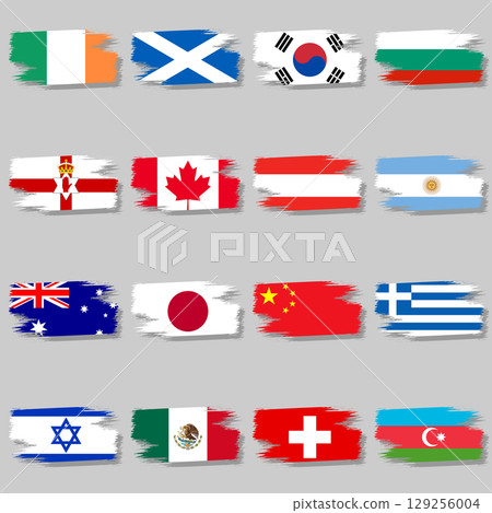 Brush set with national flags 129256004