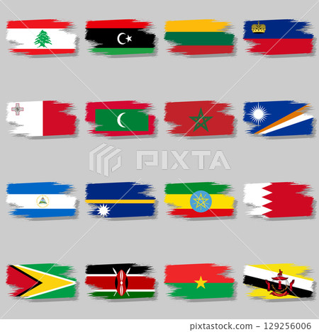 Brush stroke with flags of the world Brush stroke with flags of the world 129256006