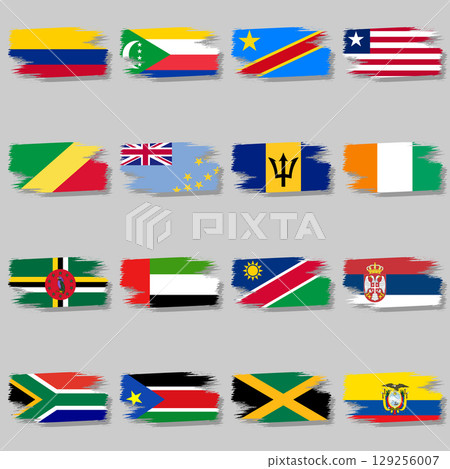 Brush style selection of national countries Brush style selection of national countries 129256007