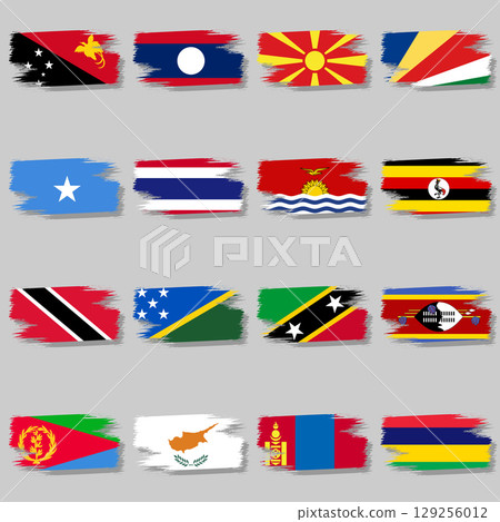Icon brush by a bunch of national flags 129256012