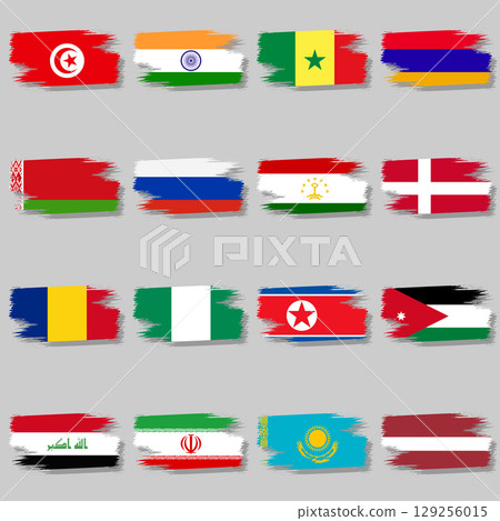 Large set of national flags brush 129256015