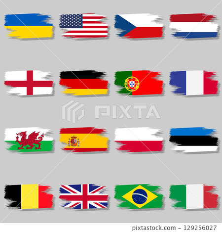 Set of brush style brush with flags 129256027