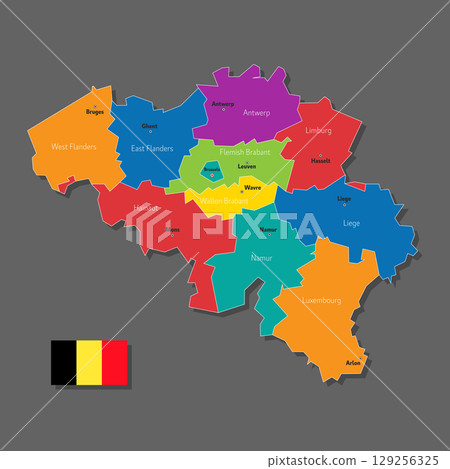 Vector map of Belgium 129256325
