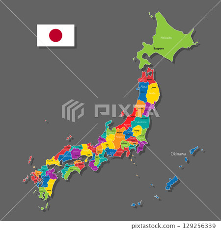 Vector map of Japan 129256339