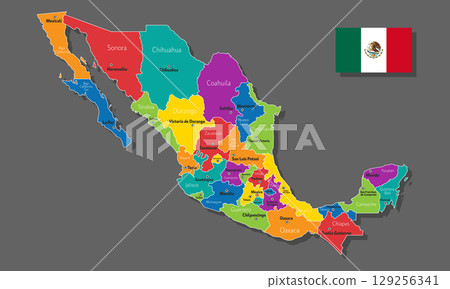 Vector map of Mexico 129256341