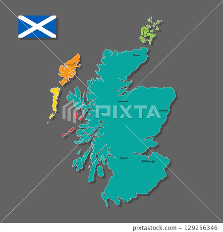 Vector map of Scotland 129256346