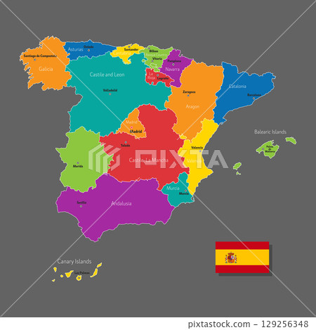 Vector map of Spain 129256348