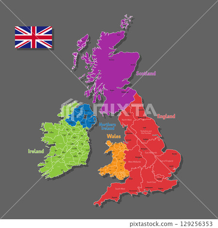 Vector map of United Kingdom 129256353