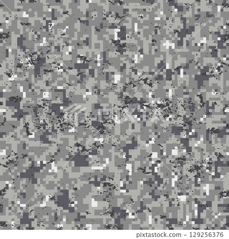 Seamless digital pattern gray camouflage grunge 129256376