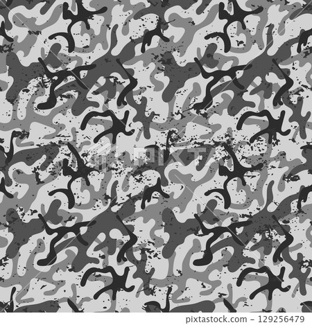 Abstract seamless pattern black camouflage grunge 129256479