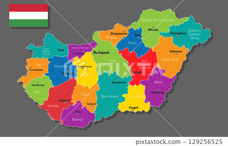 Vector map of Hungary 129256525