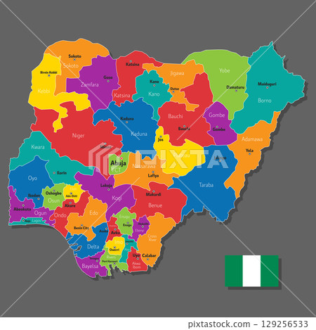 Vector map of Nigeria 129256533
