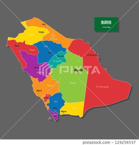 Vector map of Saudi Arabia 129256537
