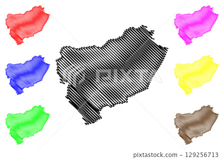 Harlow Town and district (United Kingdom of Great Britain and Northern Ireland, ceremonial county Essex, England) map vector illustration, scribble sketch Harlowbury map 129256713
