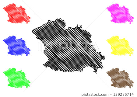 Harrogate Non-metropolitan district, Borough (United Kingdom of Great Britain and Northern Ireland, ceremonial county North Yorkshire, England) map vector illustration, scribble sketch map 129256714