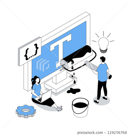 Designer studio 3d isometric concept with... - Stock Illustration ...