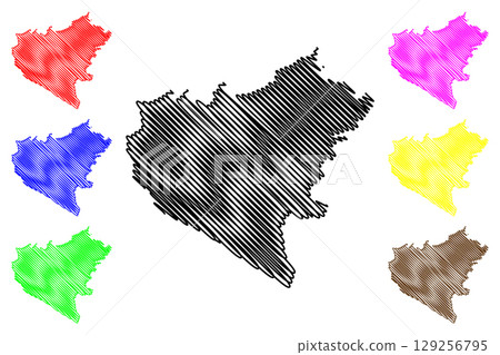 Hinckley and Bosworth Non-metropolitan district, Borough (United Kingdom of Great Britain and Northern Ireland, ceremonial county Leicestershire or Leics, England) map vector, scribble sketch map 129256795