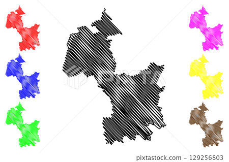 Cherwell Non-metropolitan district, (United Kingdom of Great Britain and Northern Ireland, ceremonial county Oxfordshire, England) map vector illustration, scribble sketch map Cherwell Non-metropolitan district, (United Kingdom of Great Britain and Northern Ireland, ceremonial county Oxfordshire, England) map vector illustration, scribble sketch map 129256803