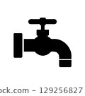 Modern black faucet icon symbolizing water flow, plumbing, and essential resource management for home and industry 129256827