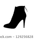 Elegant black stiletto ankle boot with lace-up back detail, a chic fashion statement. 129256828