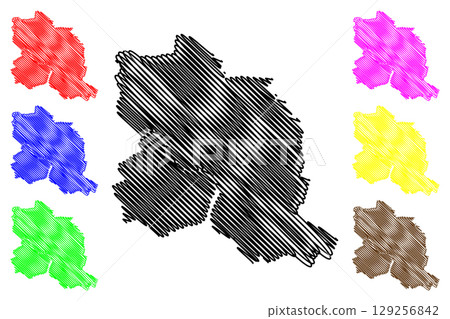 Ipswich Non-metropolitan district (United Kingdom of Great Britain and Northern Ireland, ceremonial county Suffolk, England) map vector illustration, scribble sketch map Ipswich Non-metropolitan district (United Kingdom of Great Britain and Northern Ireland, ceremonial county Suffolk, England) map vector illustration, scribble sketch map 129256842