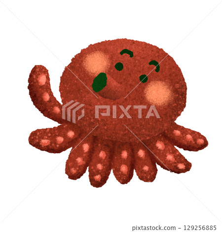 可愛的章魚手繪插畫素材 129256885
