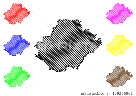 Maidstone Non-metropolitan district, Borough (United Kingdom of Great Britain and Northern Ireland, ceremonial county Kent, England) map vector illustration, scribble sketch map 129256901