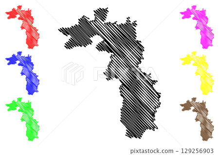 Malvern Hills Non-metropolitan district (United Kingdom of Great Britain and Northern Ireland, ceremonial county Worcestershire or Worcs, England) map vector illustration, scribble sketch map Malvern Hills Non-metropolitan district (United Kingdom of Great Britain and Northern Ireland, ceremonial county Worcestershire or Worcs, England) map vector illustration, scribble sketch map 129256903
