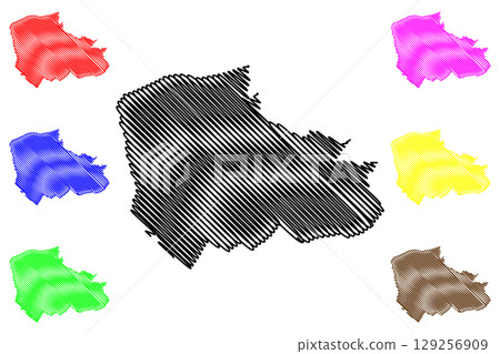 London Borough of Merton (United Kingdom of Great Britain and Northern Ireland, Ceremonial county and region Greater London, England) map vector illustration, scribble sketch map 129256909