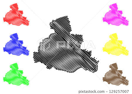 City and metropolitan borough of Newcastle upon Tyne (United Kingdom of Great Britain and Northern Ireland, Metropolitan and ceremonial county Tyne and Wear, England) map vector, scribble sketch map 129257007